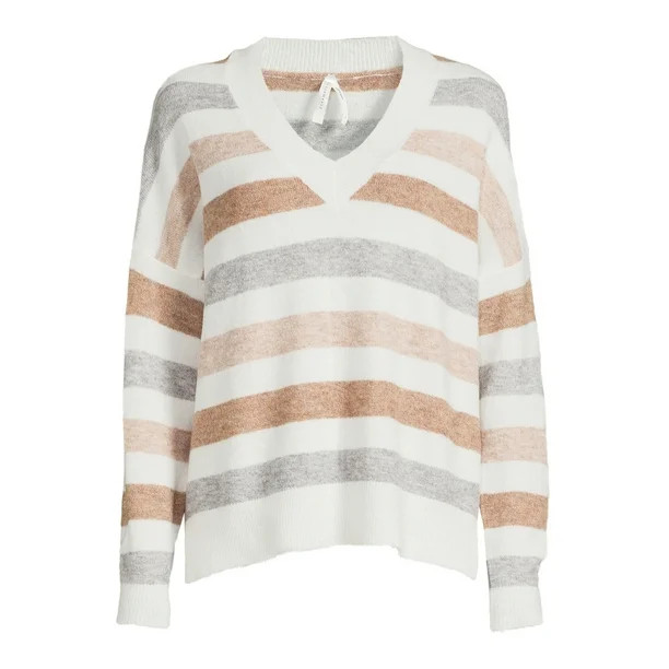 Dreamers by Debut Women's Oversized V-Neck Sweater - Walmart.com | Walmart (US)