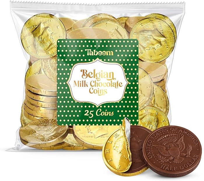 Belgian Milk Chocolate Gold Coins Candy - Smooth, Creamy European Chocolate Wrapped in Gold Foil ... | Amazon (US)