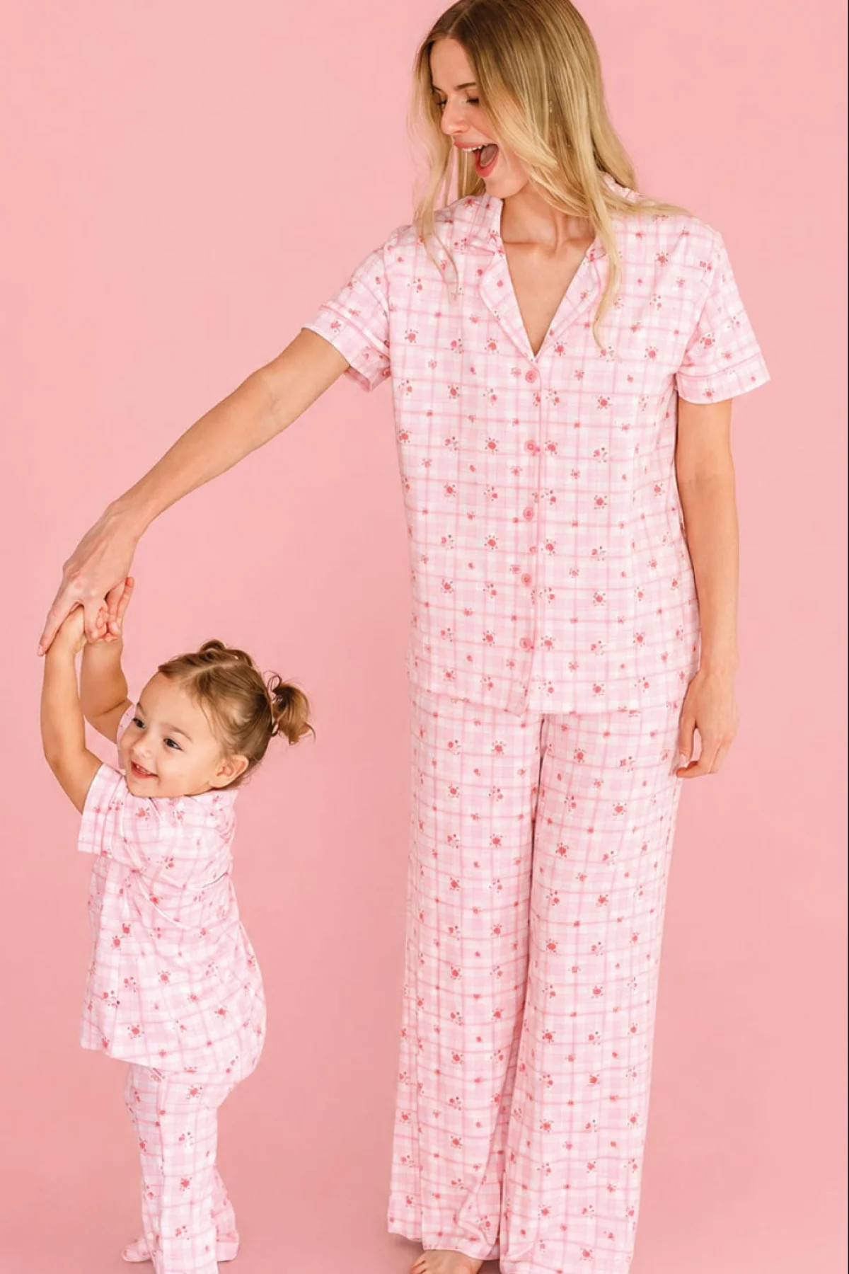 Women's Two-Piece Bamboo Flare Lounge Set | Primrose Plaid | Caden Lane