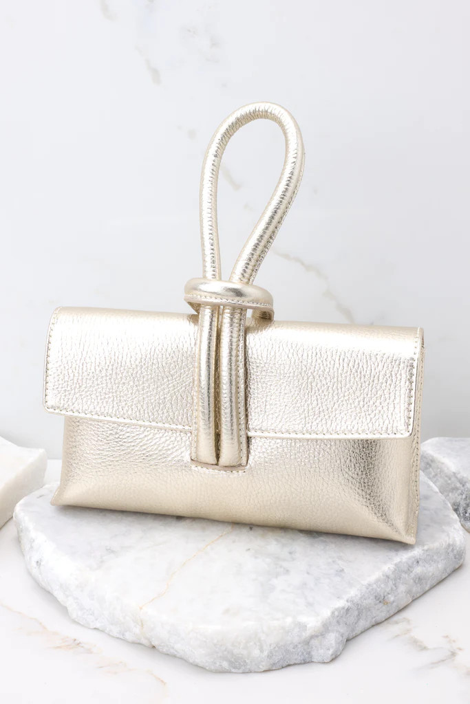 Never Stop Trying Gold Bag | Red Dress 