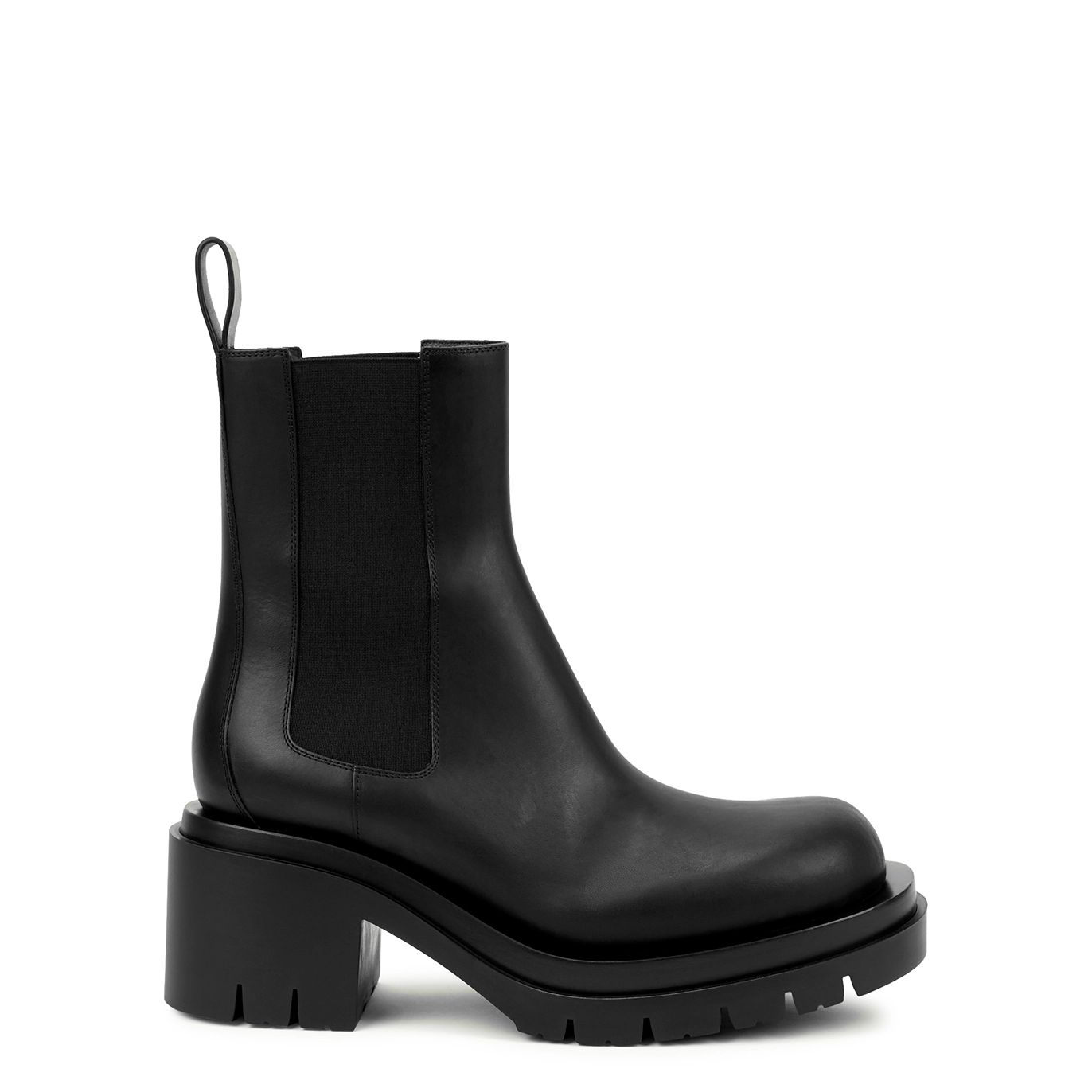 Bottega Veneta Lug Black Leather Chelsea Boots - 7 | Harvey Nichols (Global)