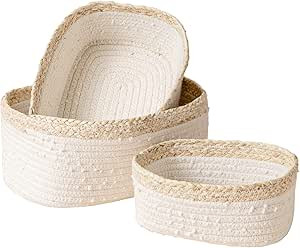 La Jolíe Muse Rope Woven Storage Baskets Set of 3 - Small Rope Baskets for Shelves Bathroom, Dur... | Amazon (US)