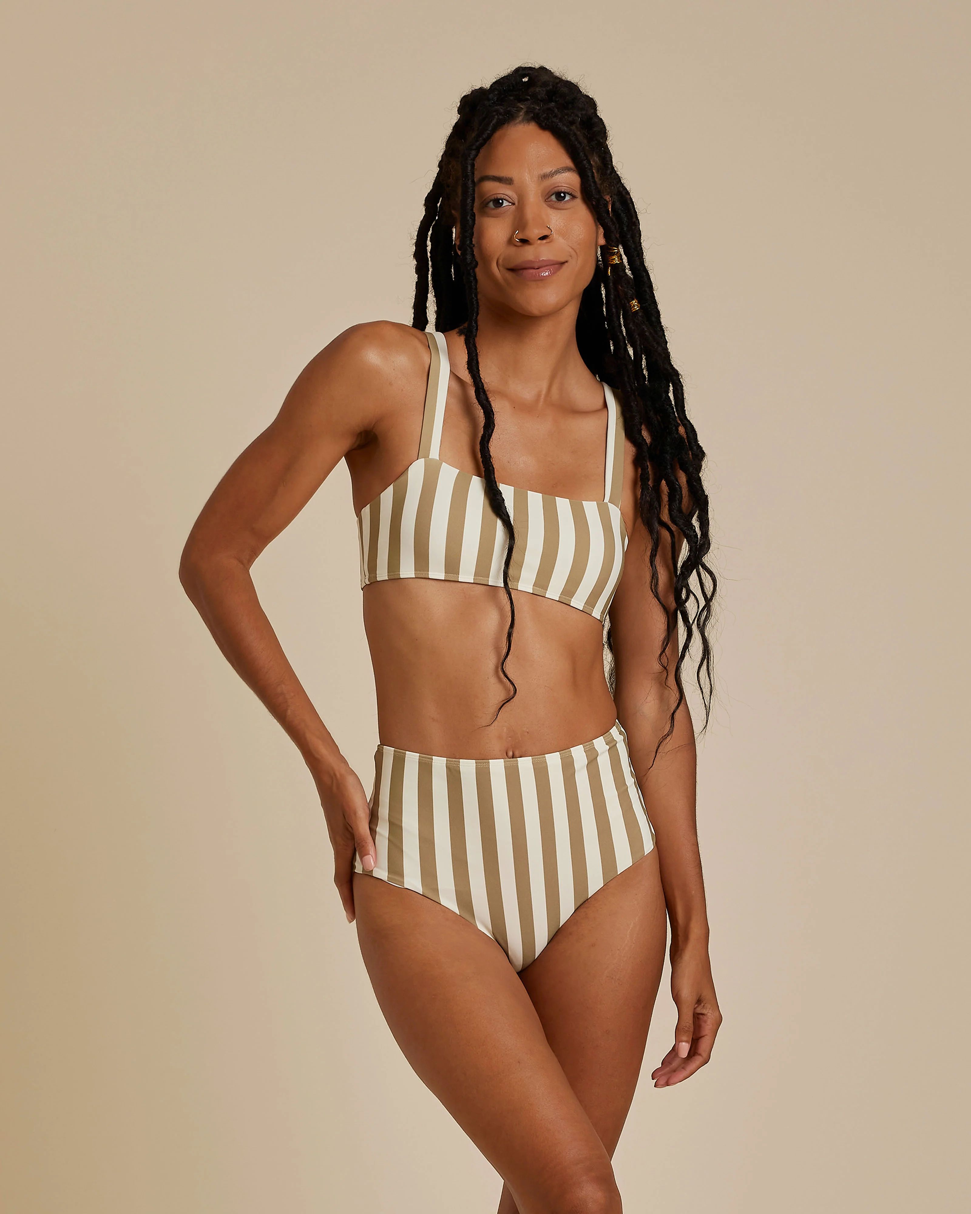 lany bikini top | olive stripe | Rylee + Cru