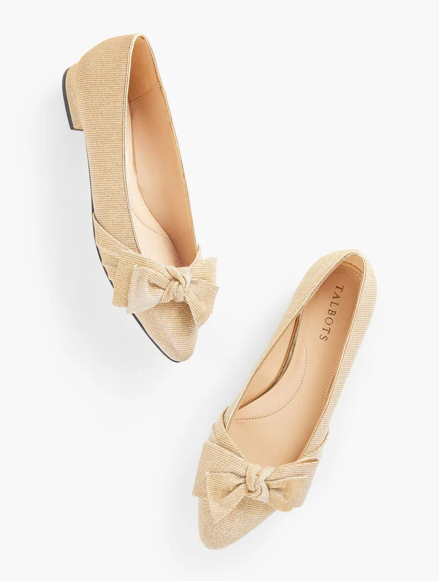 Edison Bow Flats - Metallic Mini Stripe | Talbots