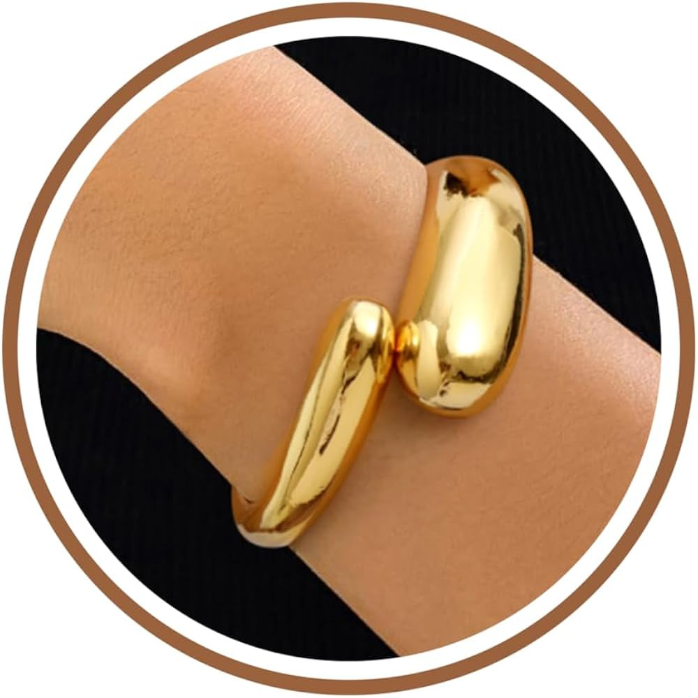 Chunky Gold Bracelet Gold Cuff Bangle Bracelets for Women Non Tarnish Teen Girl Gifts Trendy Stuf... | Amazon (US)