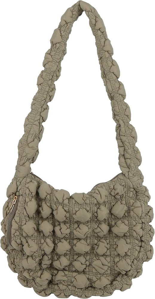 Quilted Puffer Tote Bag for Women, Puffy Crossbody Bags for Women Trendy Lightweight Hobo Bag Pad... | Amazon (US)