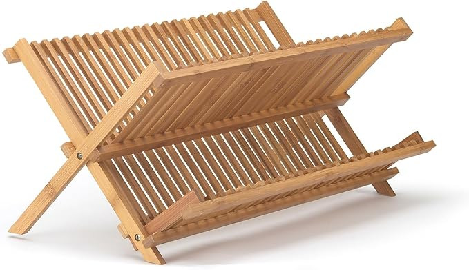 HIC Kitchen Bamboo Folding Dish Drying Rack, 20.5 x 13-Inches | Amazon (US)