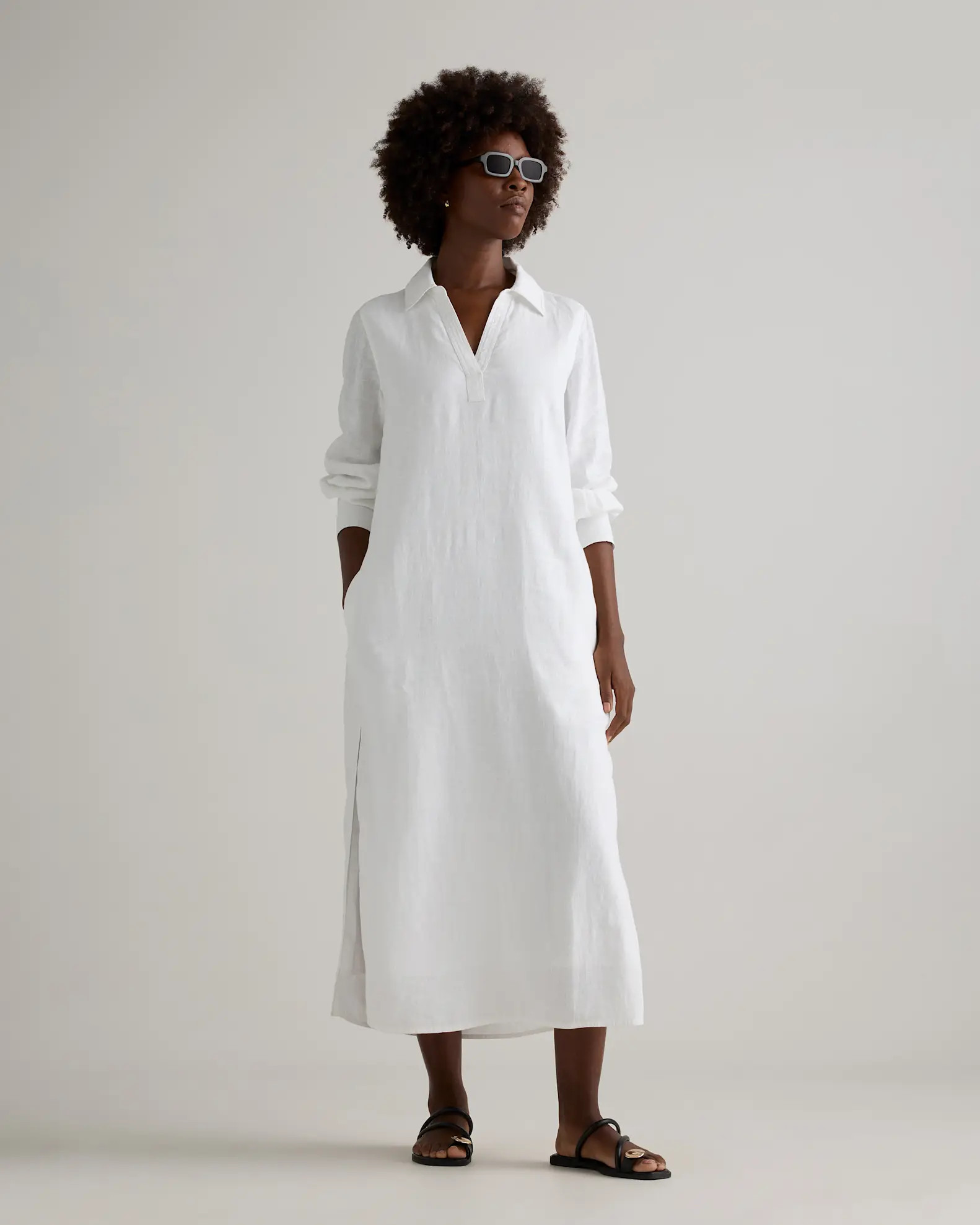 100% European Linen Popover Maxi Dress | Quince