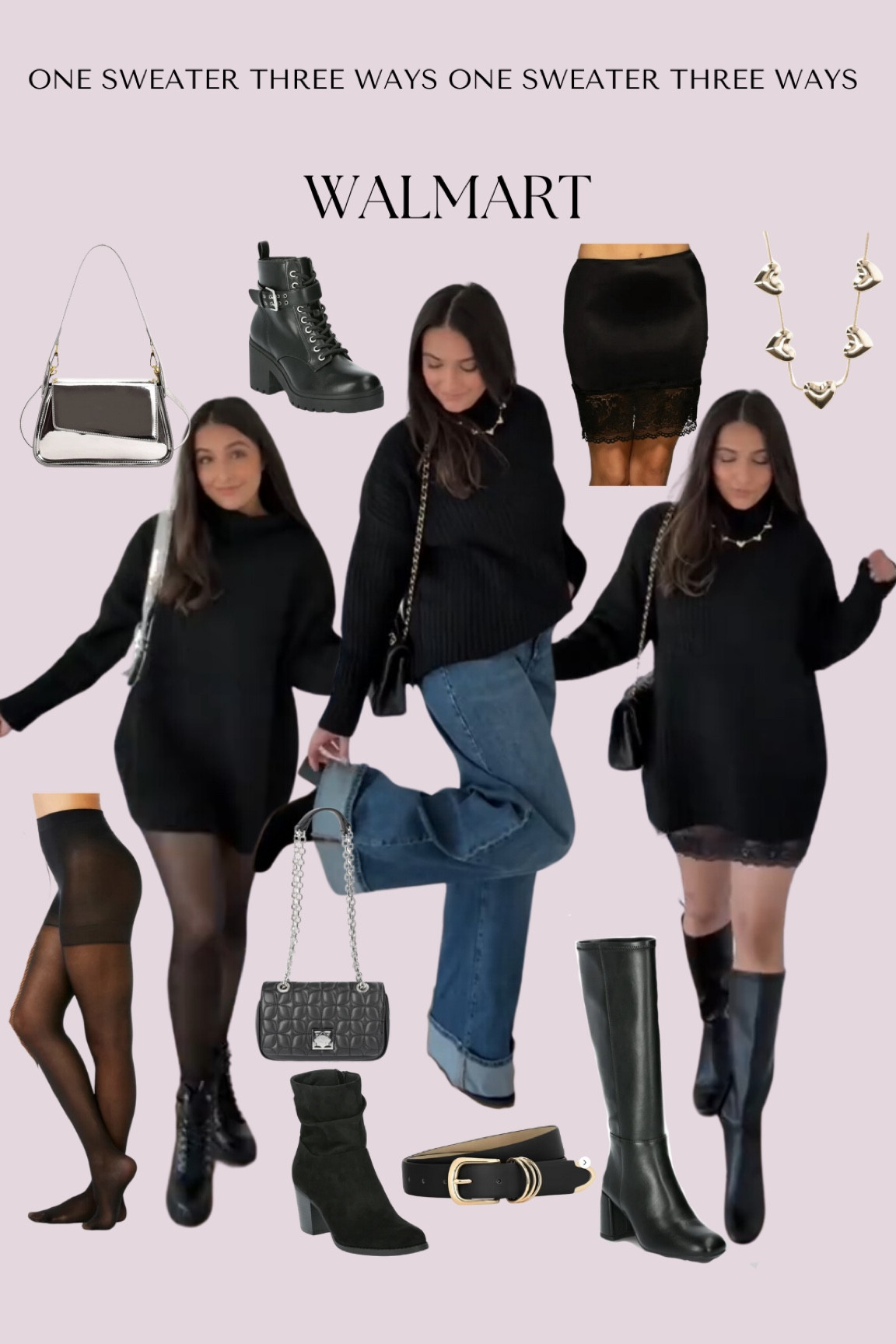 One black sweater styled three different ways ❤️

#LTKStyleTip #LTKFindsUnder50 #LTKShoeCrush