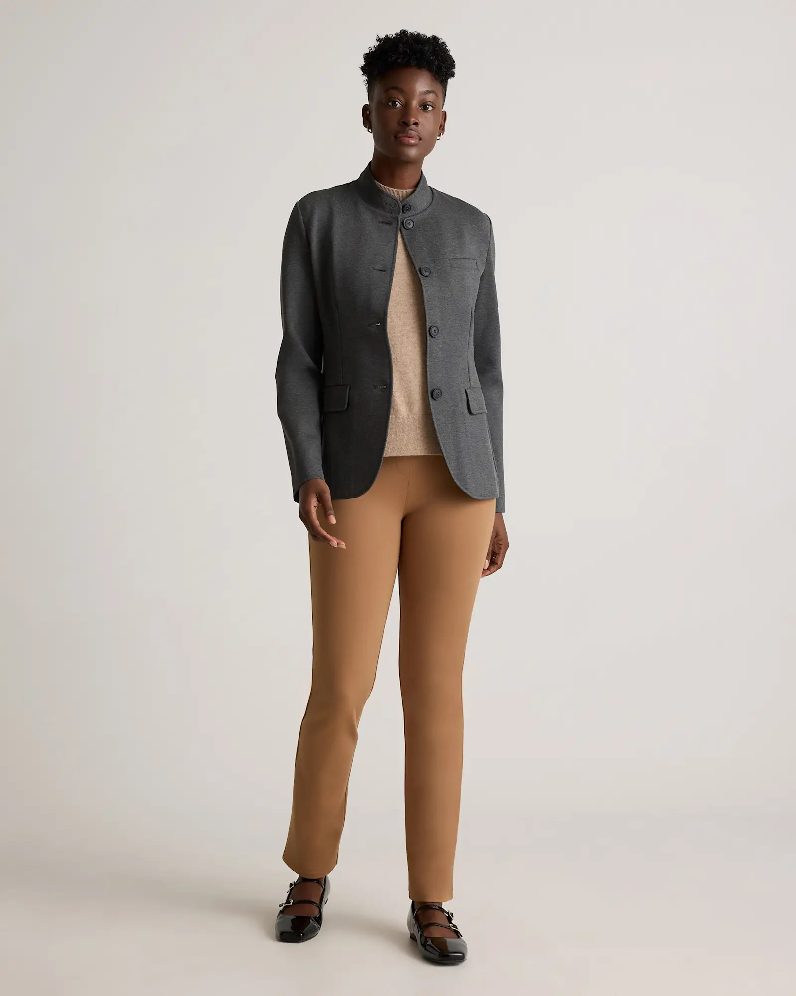 Ultra-Stretch Ponte Stand Collar Blazer | Quince