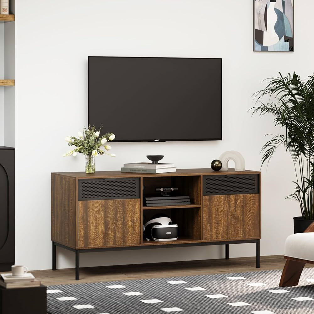 Mondeer TV Unit, TV Stand Cabinet with 2 Doors and Adjustable Shelves, for TVs up to 50'', for Li... | Amazon (UK)