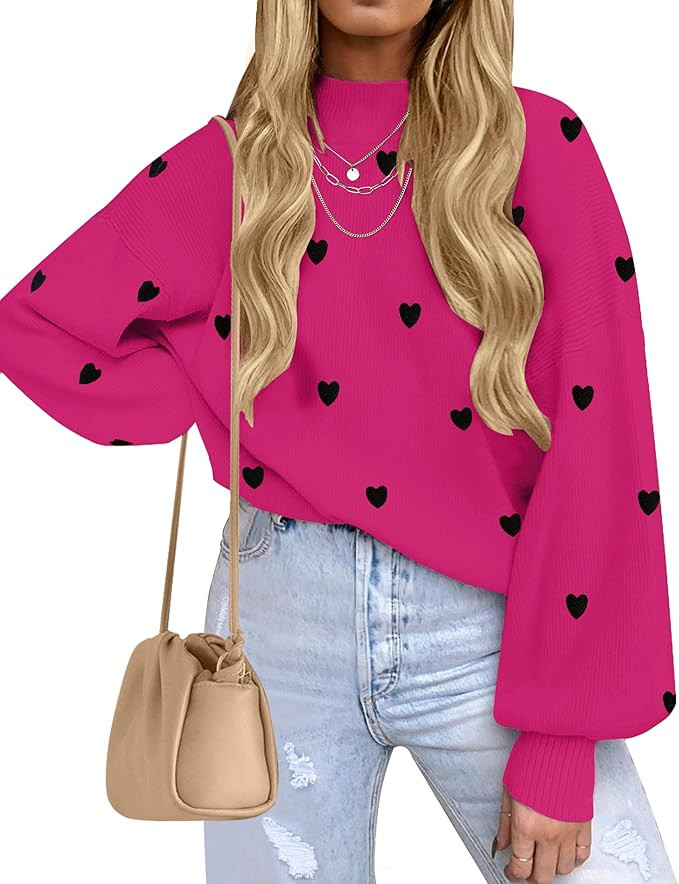 ZESICA Women's Casual Turtleneck Long Lantern Sleeve Oversized Ribbed Knit Pullover Sweater Jumpe... | Amazon (US)