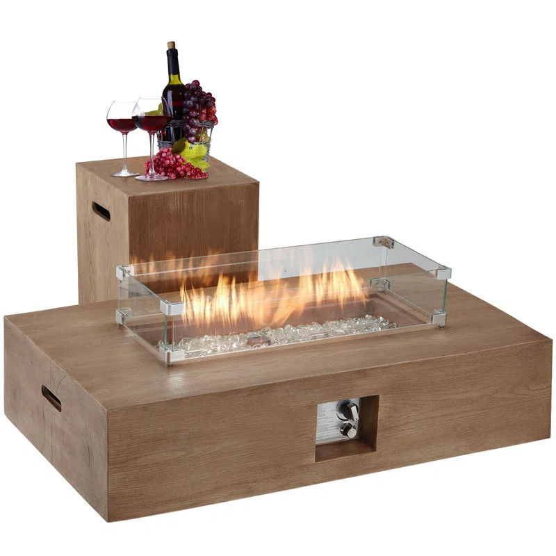 Clodean Stainless Steel Propane Outdoor Fire Pit Table with Lid | Wayfair North America