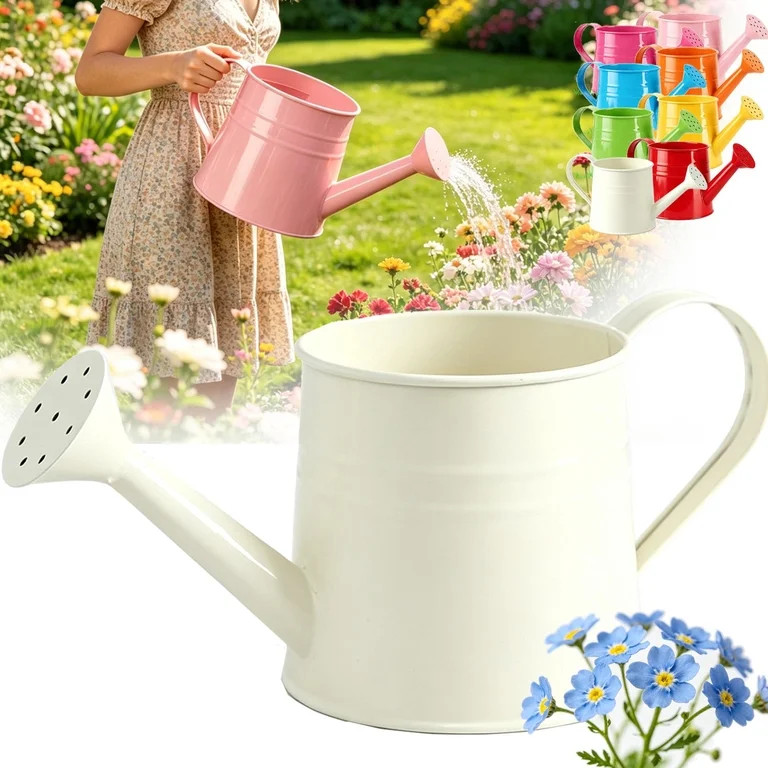 White Watering Can Metal - 1 Gallon Metal Watering Can with Removable Spout for Outdoor Indoor Pl... | Walmart (US)