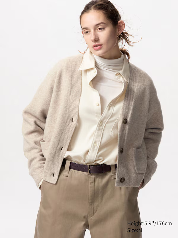 Cardigan Filato Soffice Scollo a V Taglio Corto | Uniqlo IT