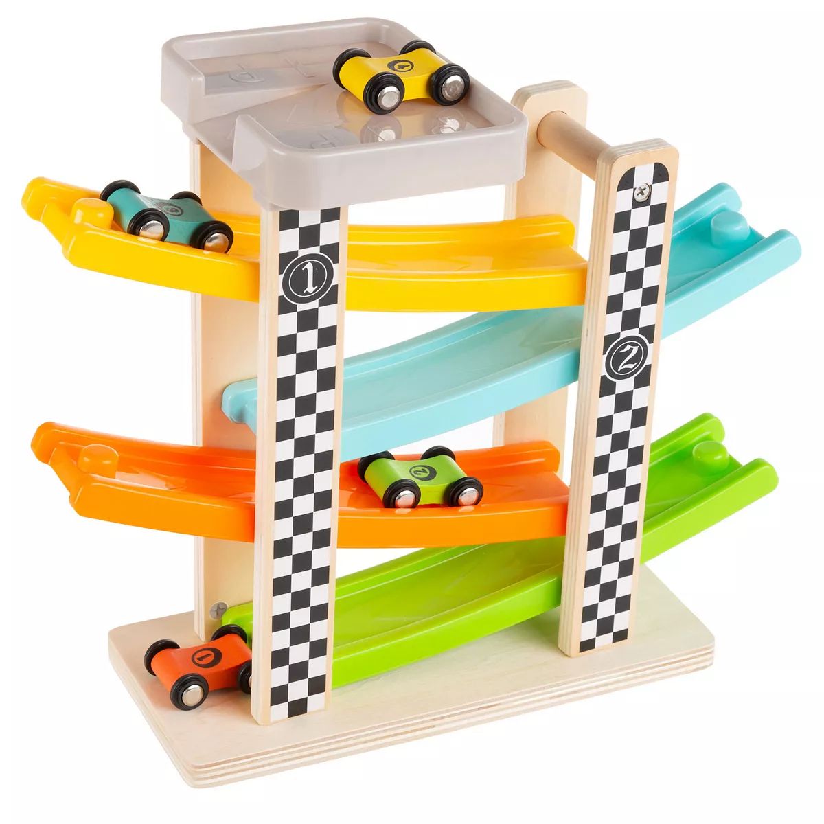 Hey! Play! Wooden Toy Race Track and Racecar Set with 4 Colorful Cars | Kohl's