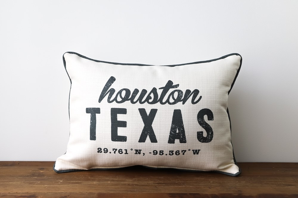 Retro City Name Lat Long Pillow | Little Birdie | Little Birdie