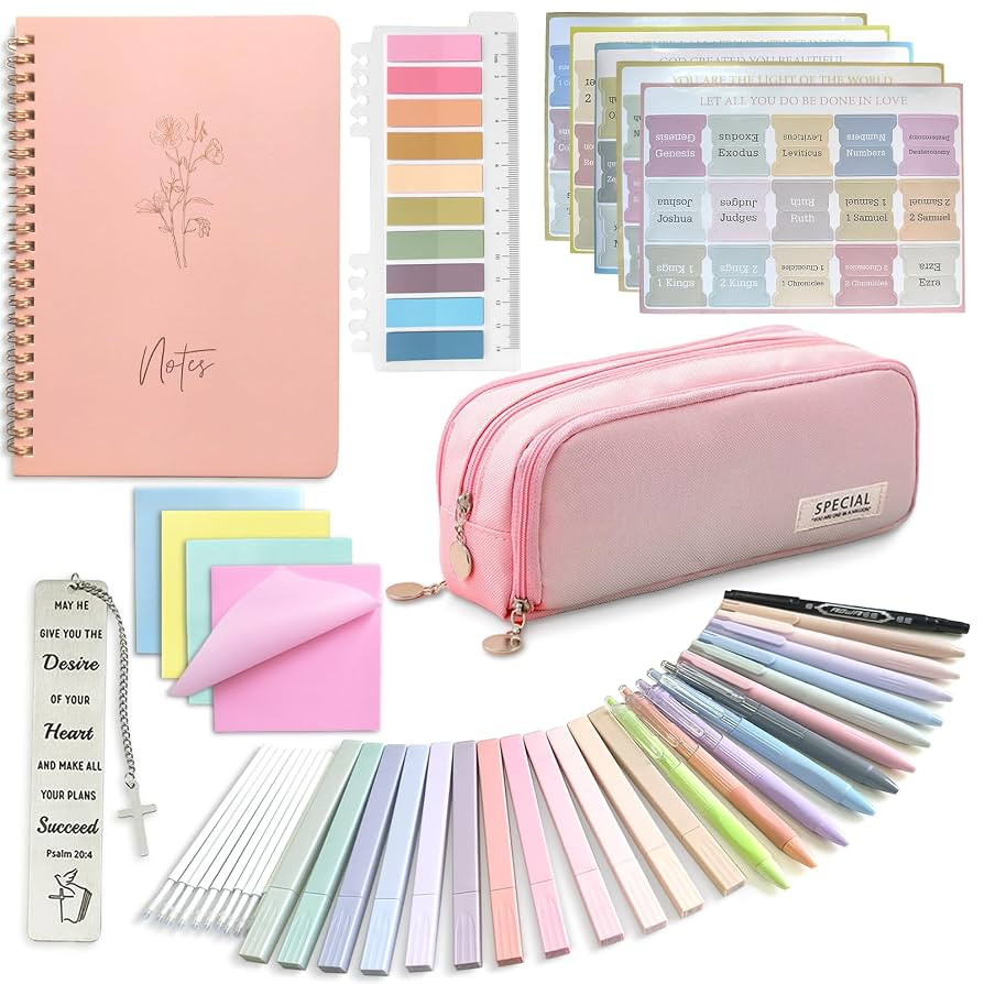 47PCs Bible Journaling Kit Study Supplies for Women,School Student Study Essentials Accessories w... | Amazon (US)