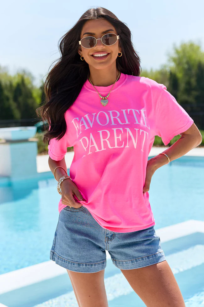 Favorite Parent Neon Pink Graphic Tee | Pink Lily