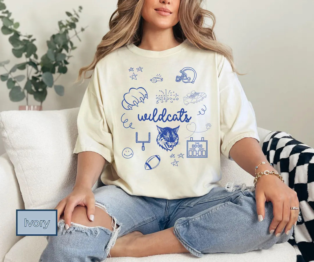 Wildcat Football Doodle Art Kentucky Tee, State Pride Shirt, Kentucky Lover Gift, Birthday Presen... | Etsy (US)