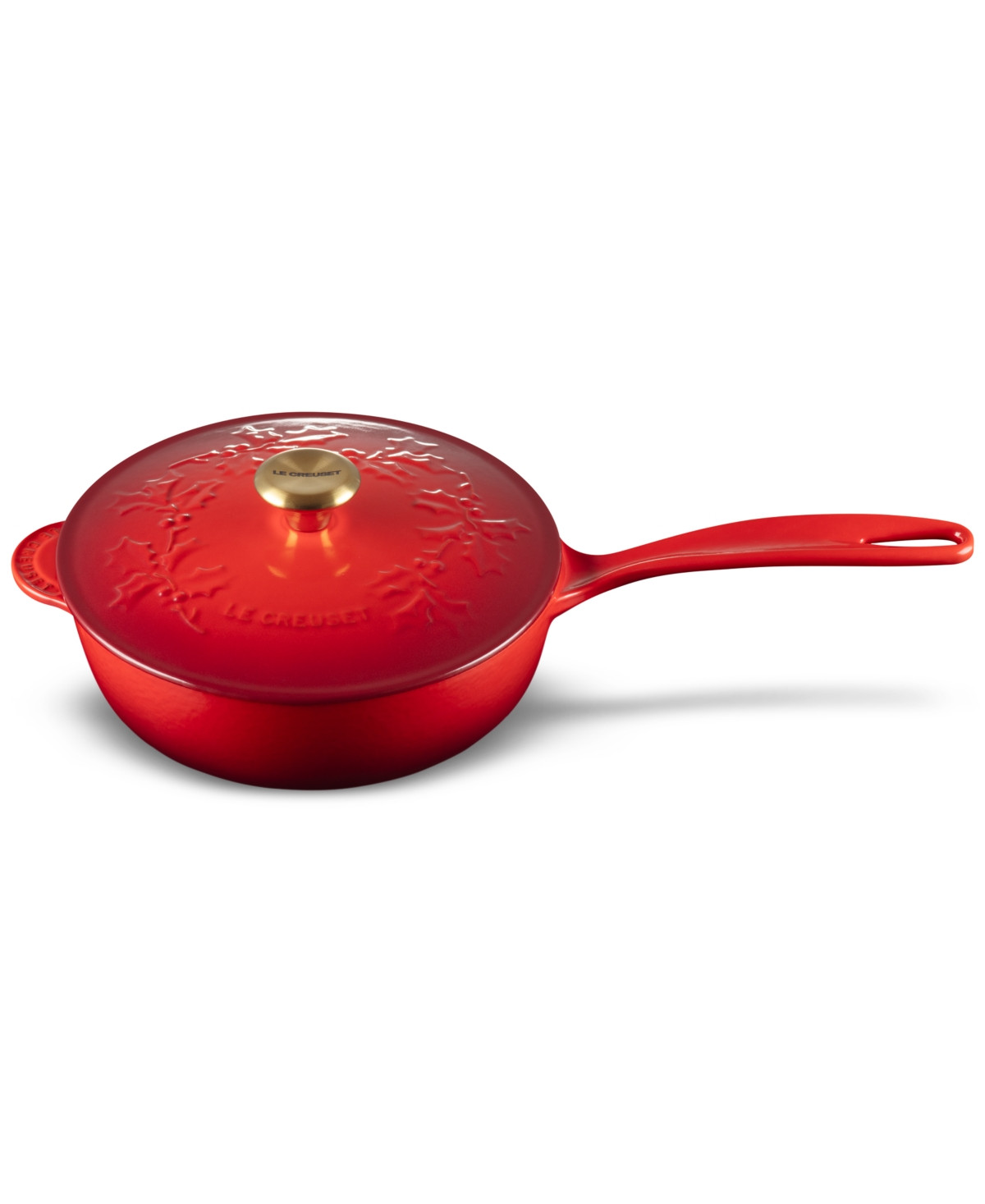 Le Creuset Holly Collection Enameled Cast Iron 2.25-Qt. Traditional Saucier with Lid - Cerise | Macy's