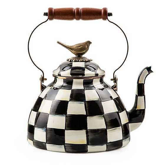 Courtly Check 3 Quart Tea Kettle with Bird | MacKenzie-Childs