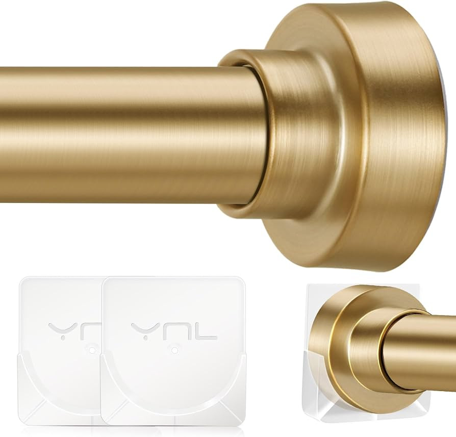 Shower Curtain Rod 34-120 Inches, Adjustable Gold Shower Rod No Drilling, Non-Slip, Never Rust, S... | Amazon (US)