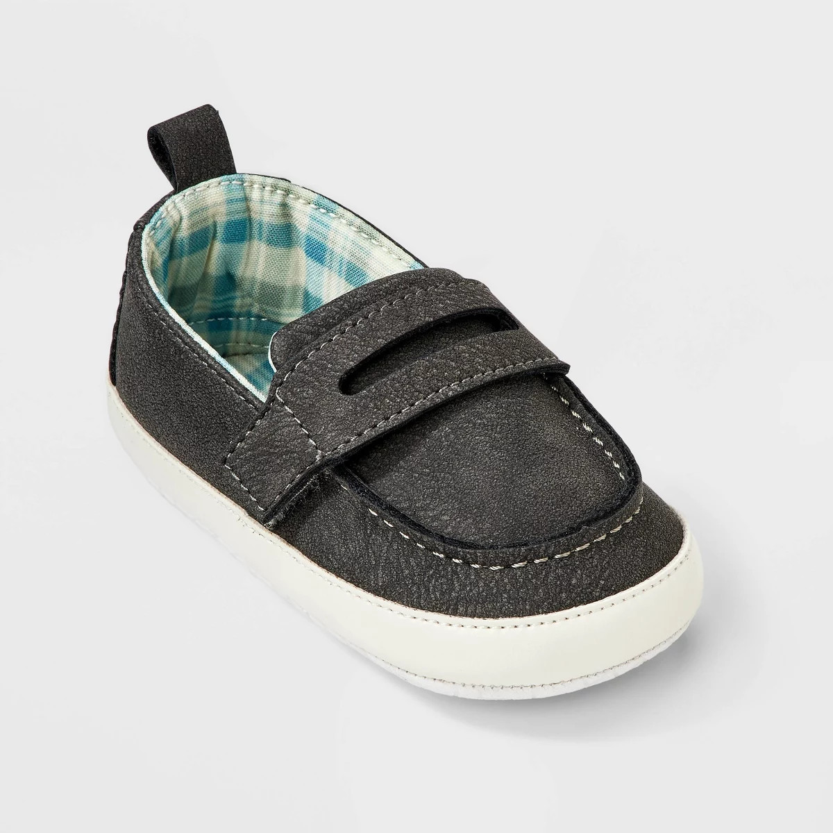 Baby Boys' Plaid Lining Moccasin Crib Shoes - Cat & Jack™ Black 6-9M | Target
