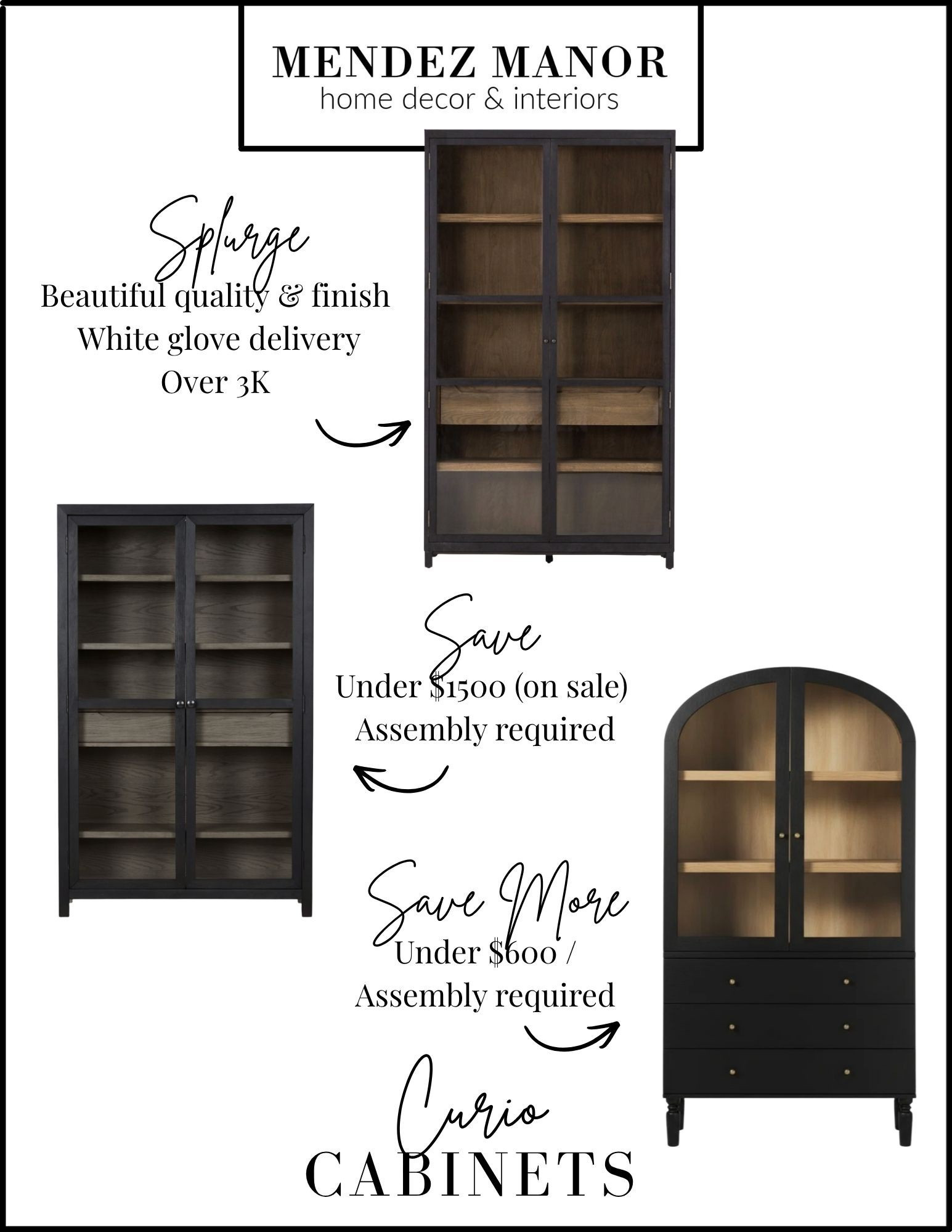 Black curio cabinet with natural wood inside. Splurge and save options. 

#LTKSaleAlert #LTKHome