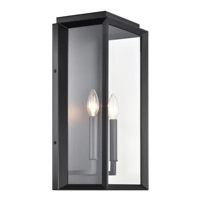 19 In. 2-light Matte Black Dusk To Dawn Outdoor Wall Sconce With Clear Glass | Wayfair North America