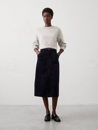 Seamed Corduroy Midi Skirt | Banana Republic Factory