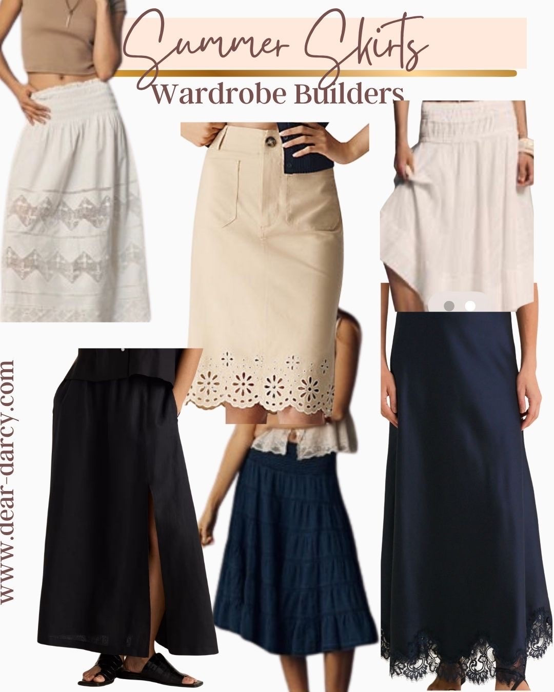 Summer Skirts
Capsule Wardrobe builders 

White linen 
Satin lace 
Maxi and pencil skirts 
All perfect to style multiple ways all spring and summer

#LTKootd #LTKgrwm #LTKOver40