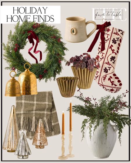 New Magnolia Home Christmas. Follow @farmtotablecreations on Instagram for more inspiration.Red Berry and Cedar Wreath. Antiqued Metallic Glass Tree. Amaryllis Embroidered Stocking. Oversized Distressed White Crackle Vase. Red Berry Pick. Folklore Embroidered Stocking. Gigi Etched Brass Bell. Black Oak Artisan Tree Beige Mug. Real Touch Cedar Mix Stem. Forest Windowpane Linen Throw. Antique Brass Fluted Planter.
Laine Glass Taper Holder. Christmas Inspo. Christmas Decor. 

#LTKhome #LTKHoliday #LTKfindsunder100