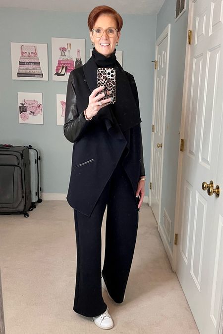 All black. One of my favorite outfits for fall and winter. Drape front jacket with turtleneck sweater and wide leg pants that feel like a cloud.

Black outfit, classic outfit, fall outfit, monochromatic outfit, wide leg pants, drape front jacket

#LTKstyletip