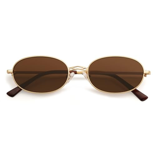 Appassal Retro Oval Sunglasses for Women Men Trendy Designer 90s Vintage Y2k Sunnies AP3662 Gold/Brown | Amazon (US)
