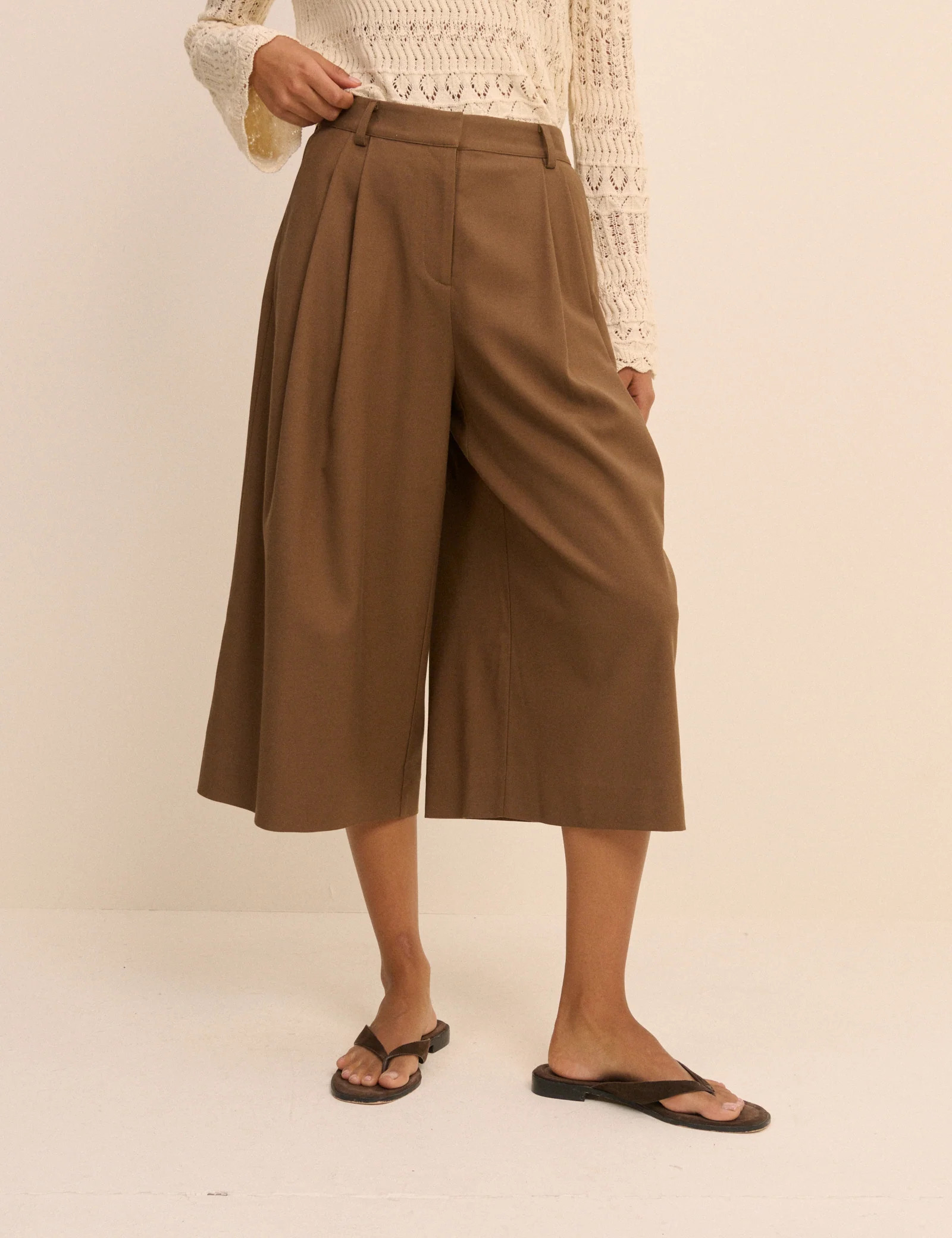 Brown High-Waisted Tailored Culottes | Nobody's Child
