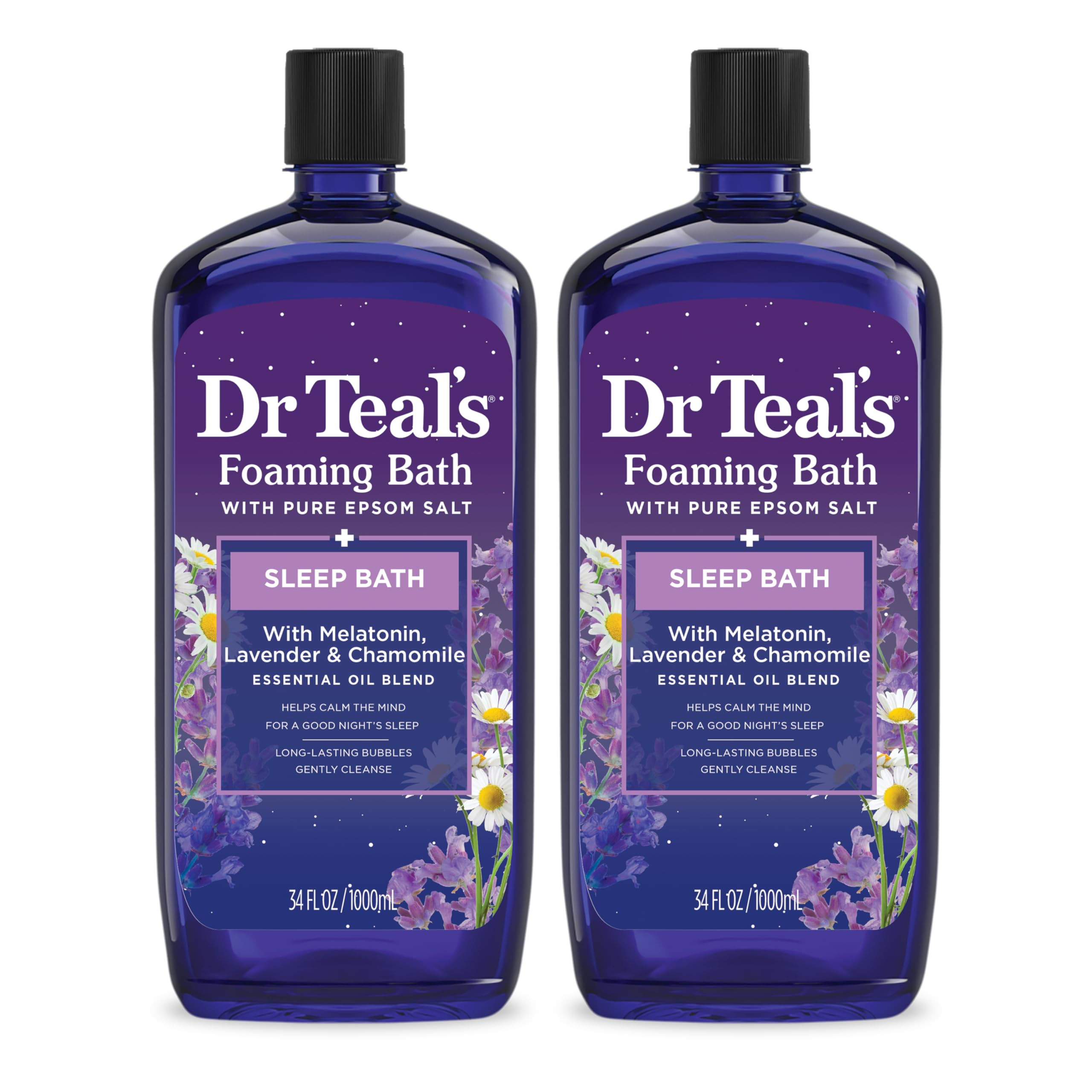 Dr Teal's Foaming Bath with Pure Epsom Salt, Sleep Blend with Melatonin, Lavender & Chamomile Ess... | Amazon (US)