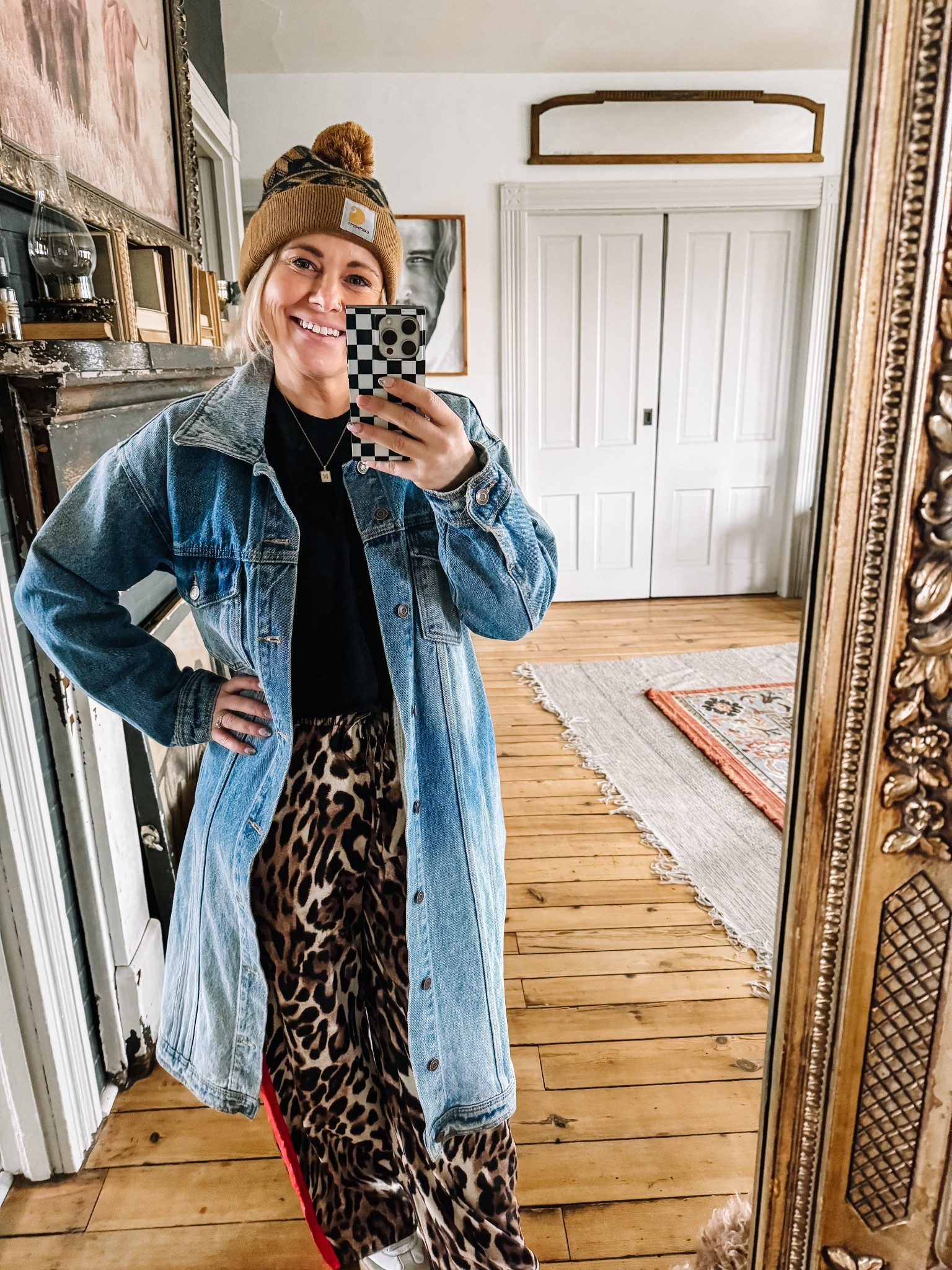 Mom style: leopard pants with denim trench jacket

#LTKStyleTip #LTKShoeCrush #LTKSaleAlert