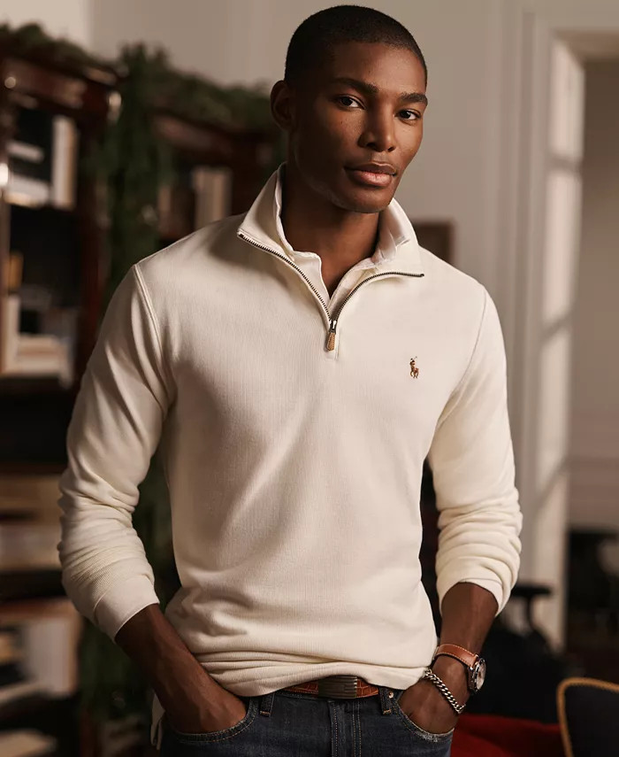 Polo Ralph Lauren Men's Estate-Rib Cotton Quarter-Zip Pullover & Reviews - Sweaters - Men - Macy'... | Macys (US)