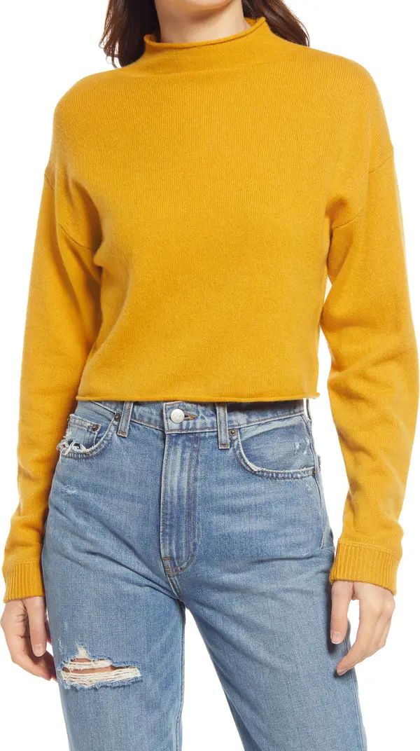 Cashmere & Wool Crop Roll Neck Sweater | Nordstrom