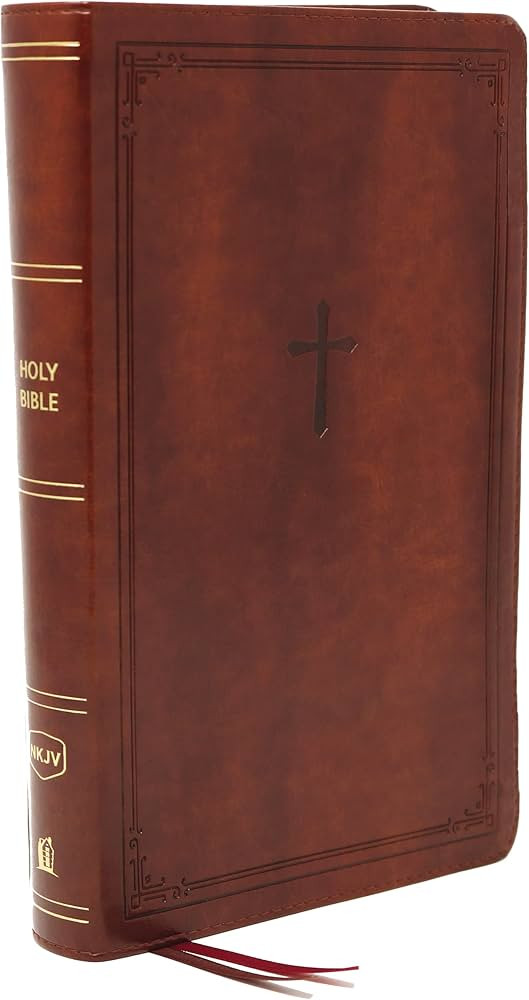 NKJV, End-of-Verse Reference Bible, Personal Size Large Print, Leathersoft, Brown, Red Letter, Co... | Amazon (US)