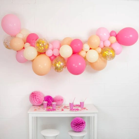 PEACH BALLOON GARLAND, Peach Blossom, gold Balloon Garland Kit - dyi 55 piece set | Etsy (US)