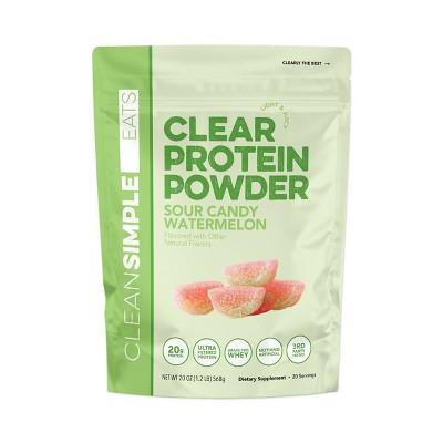 Clean Simple Eats Clear Protein Powder - Sour Candy Watermelon - 20 oz/20 servings: Whey Protein Isolate, 20g Protein Per Serving | Target