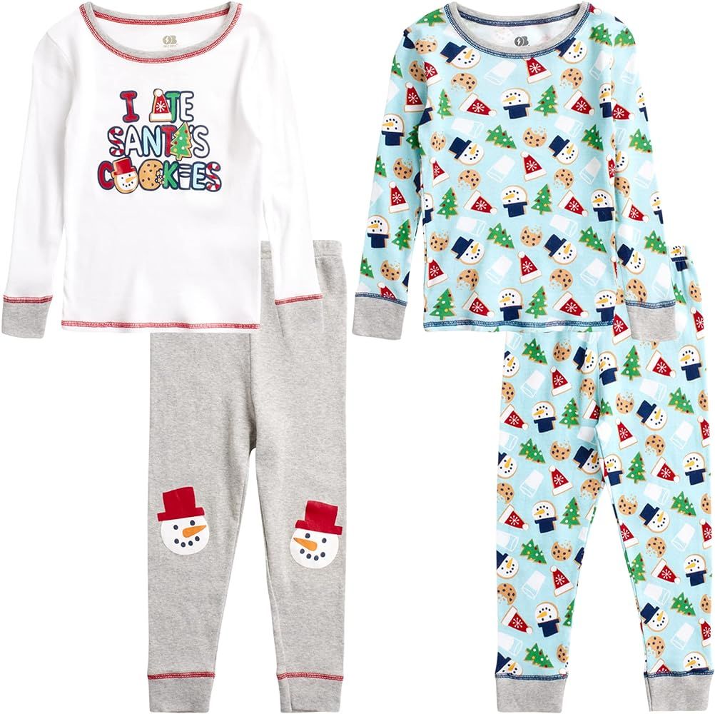 Only Boys Baby Pajama Set - 4 Piece Cotton Snug Fit Christmas Pajamas (Size: 12M-4T) | Amazon (US)