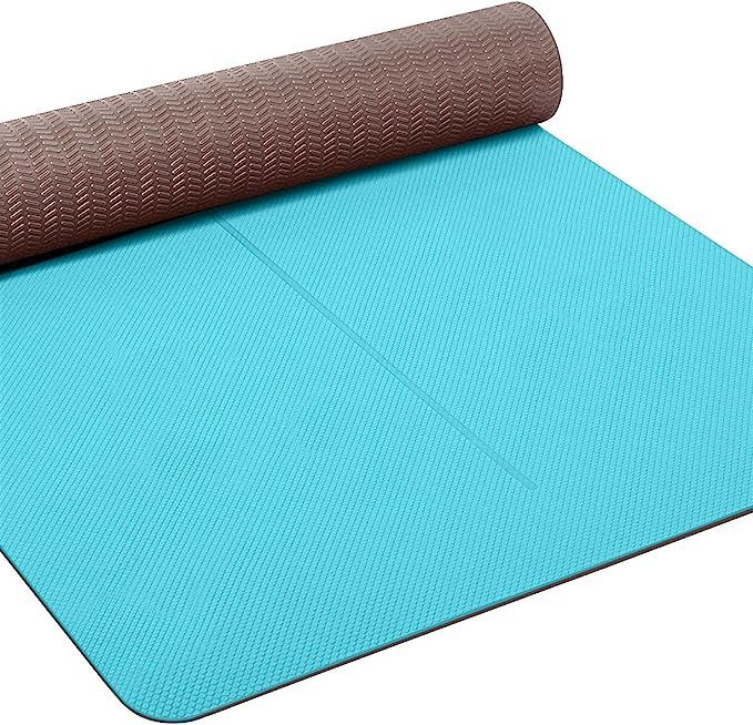 Heathyoga Eco Friendly Non Slip Yoga Mat, Body Alignment System, SGS Certified TPE Material - Tex... | Amazon (US)