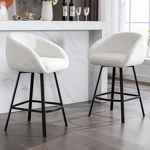 Zesthouse 26'' Modern Counter Height Bar Stools Chairs Set of 2, 360 Free Swivel Barstools for Ki... | Amazon (US)