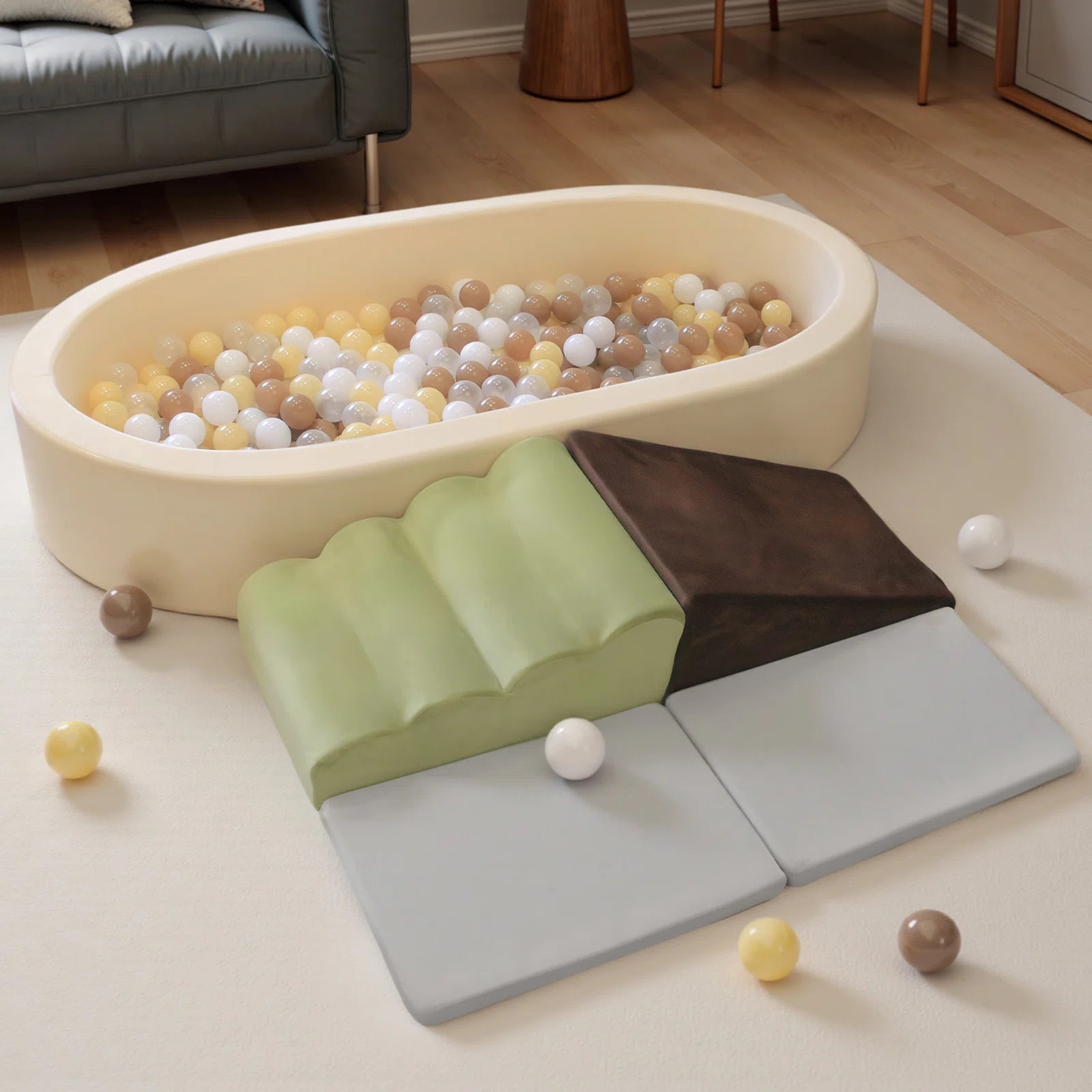 SoftPark 5-In-1 Soft Climber and Large Ball Pit, Foam Climbing Blocks, Big Ball Pool, Cushions fo... | Wayfair North America