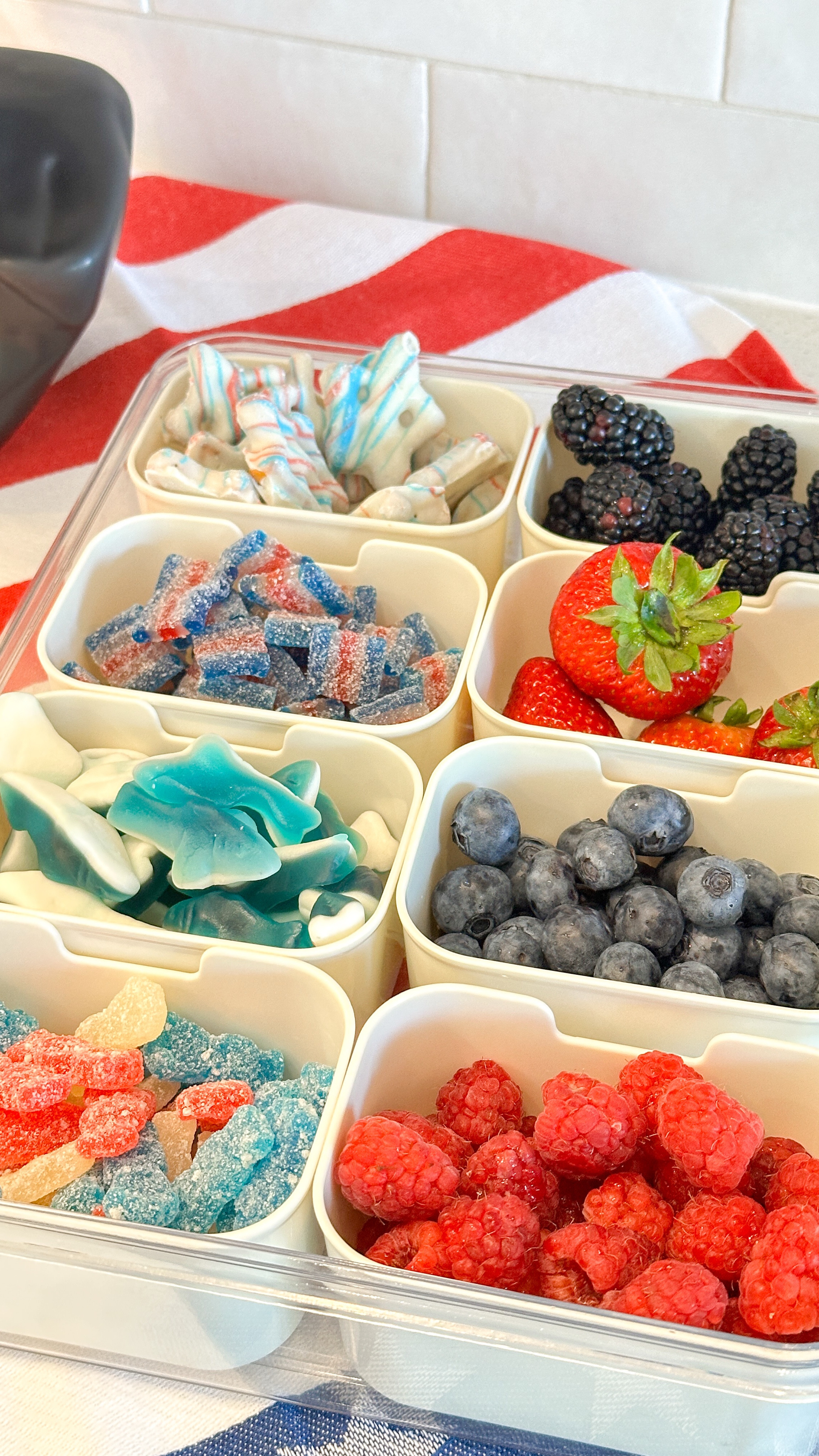 Bringing the ultimate parade snack hack to our 4th of July celebration this year: a festive snackle box! Perfect for keeping everyone happy and fed during the long wait for the floats, marching bands, and fireworks.
This red, white, and blue snack organizer is filled with all the fun (and easy-to-grab) treats that are perfect for kids and adults alike at the 4th of July parade. It’s portable, organized, and totally reusable.
Fourth of July snackle box ideas:
	•	Strawberries, blueberries, blackberries, raspberries
	•	Popcorn, crackers, pretzels, red licorice, mini marshmallows
	•	Festive red, white, and blue candies
	•	Cheese cubes and snack mixes
This is one of my favorite patriotic snack ideas and makes parade day so much easier and tastier!

4th of July snackle box, patriotic snack ideas, parade day essentials, red white and blue snacks, festive snacks for kids, snack organizer, parade snacks, Independence Day treats, portable snack box, summer celebration snacks

#LTKSeasonal #LTKFamily #LTKKids