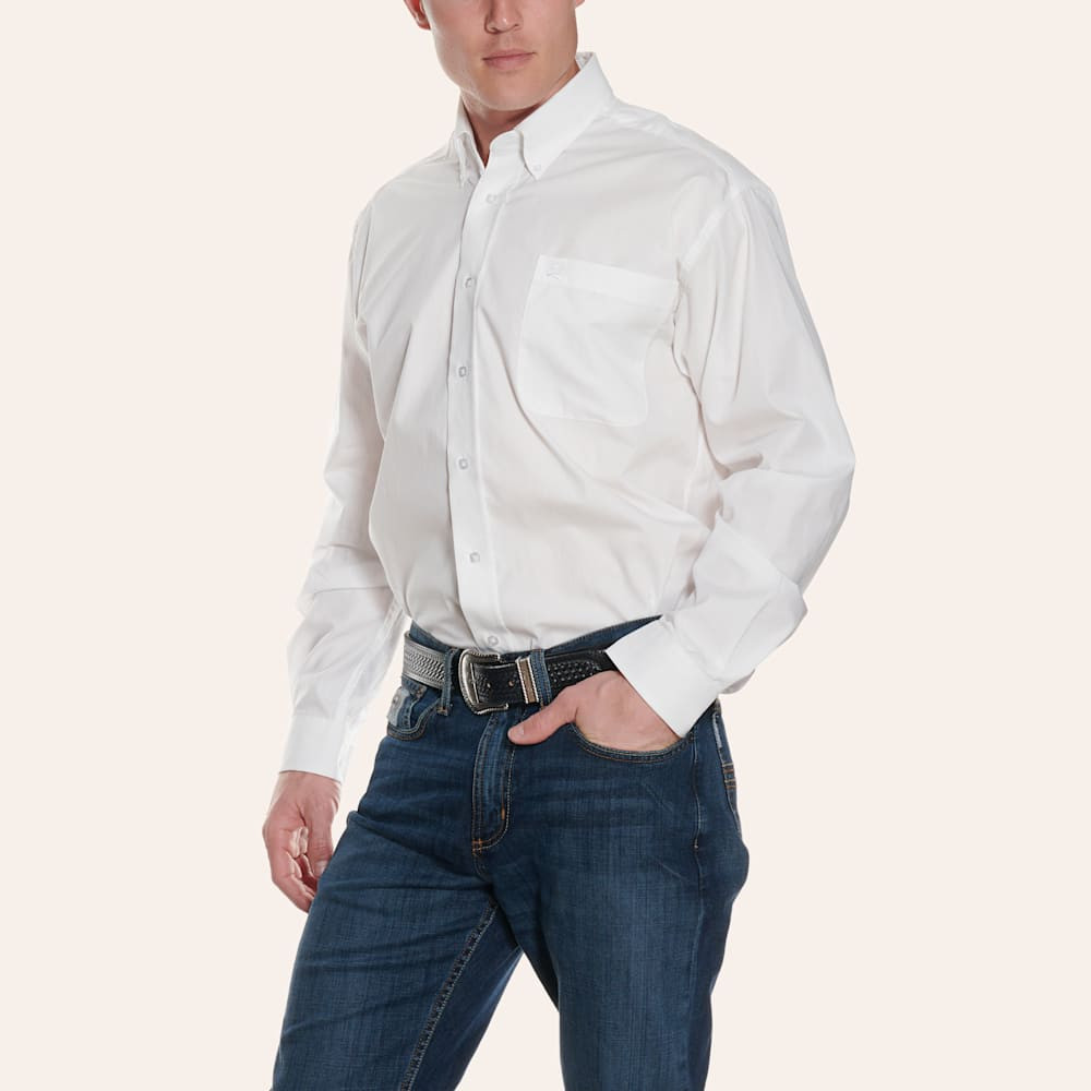 Cinch Men's Solid White Long Sleeve Western Shirt | Cavender's