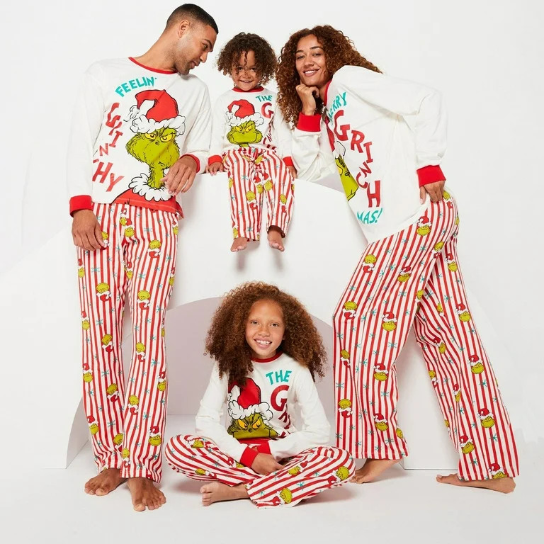 Grinkin Grii`nch Family Christmas Pajamas Matching Sets, Xmas PJs Sleepwear Loungewear Christmas ... | Walmart (US)